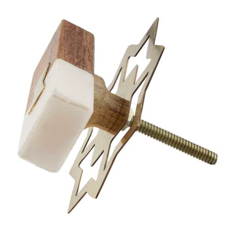 Rectangle Stone And Wooden Long Cabinet Knobs